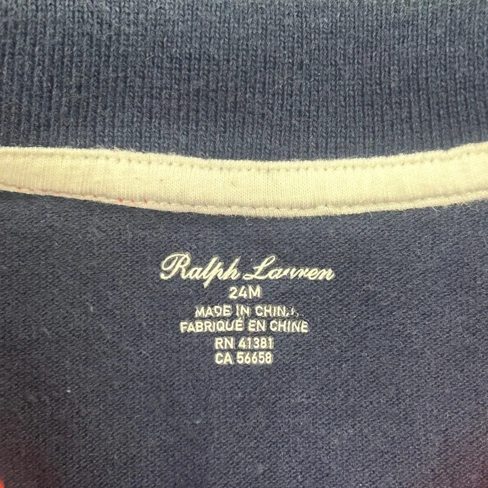Polo Ralph Lauren Baby Boy Red Navy Blue Polo Romper One Piece 24M Sporty‎ Snap